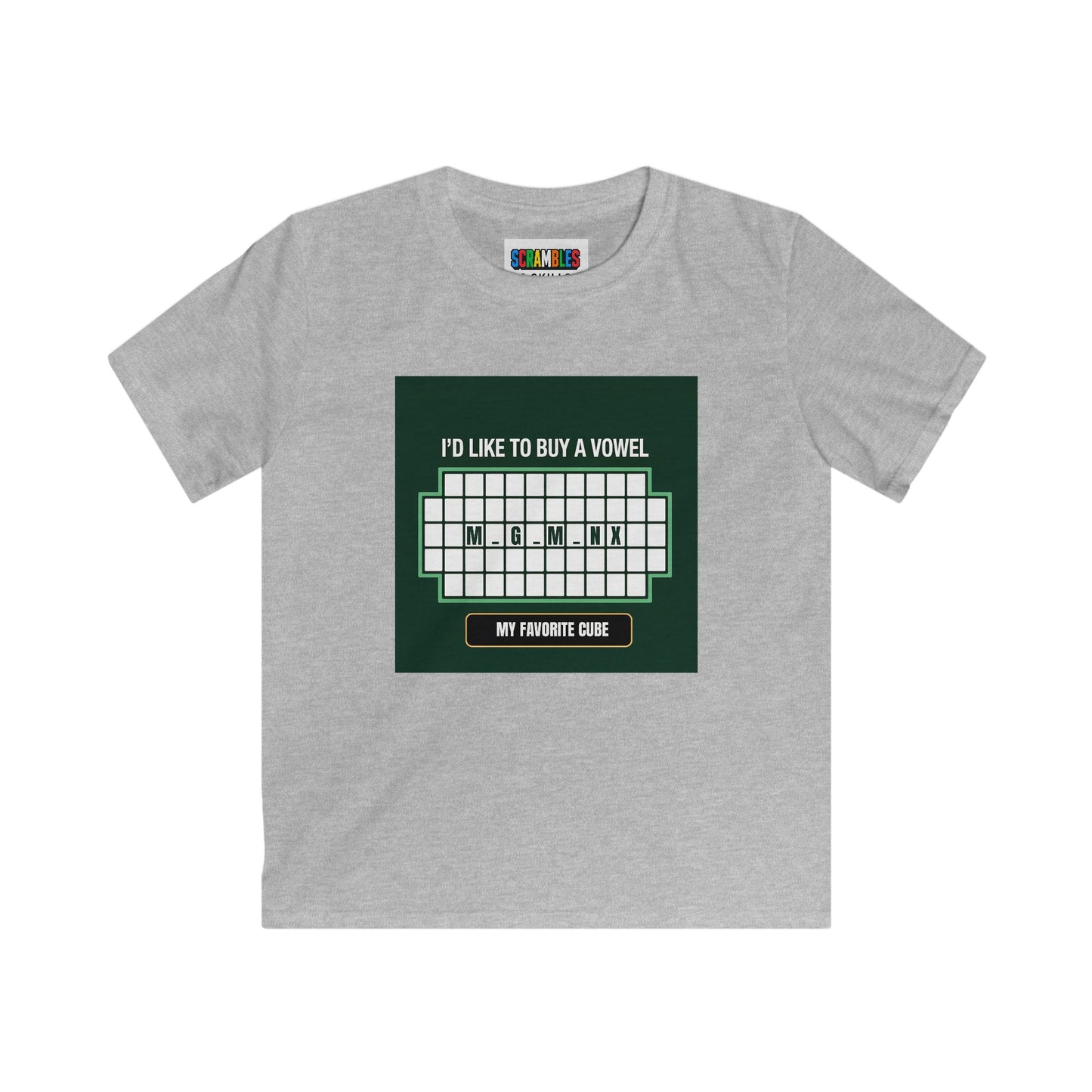 Megaminx Vowel - Rubik's Cube Art Kids Softstyle Tee