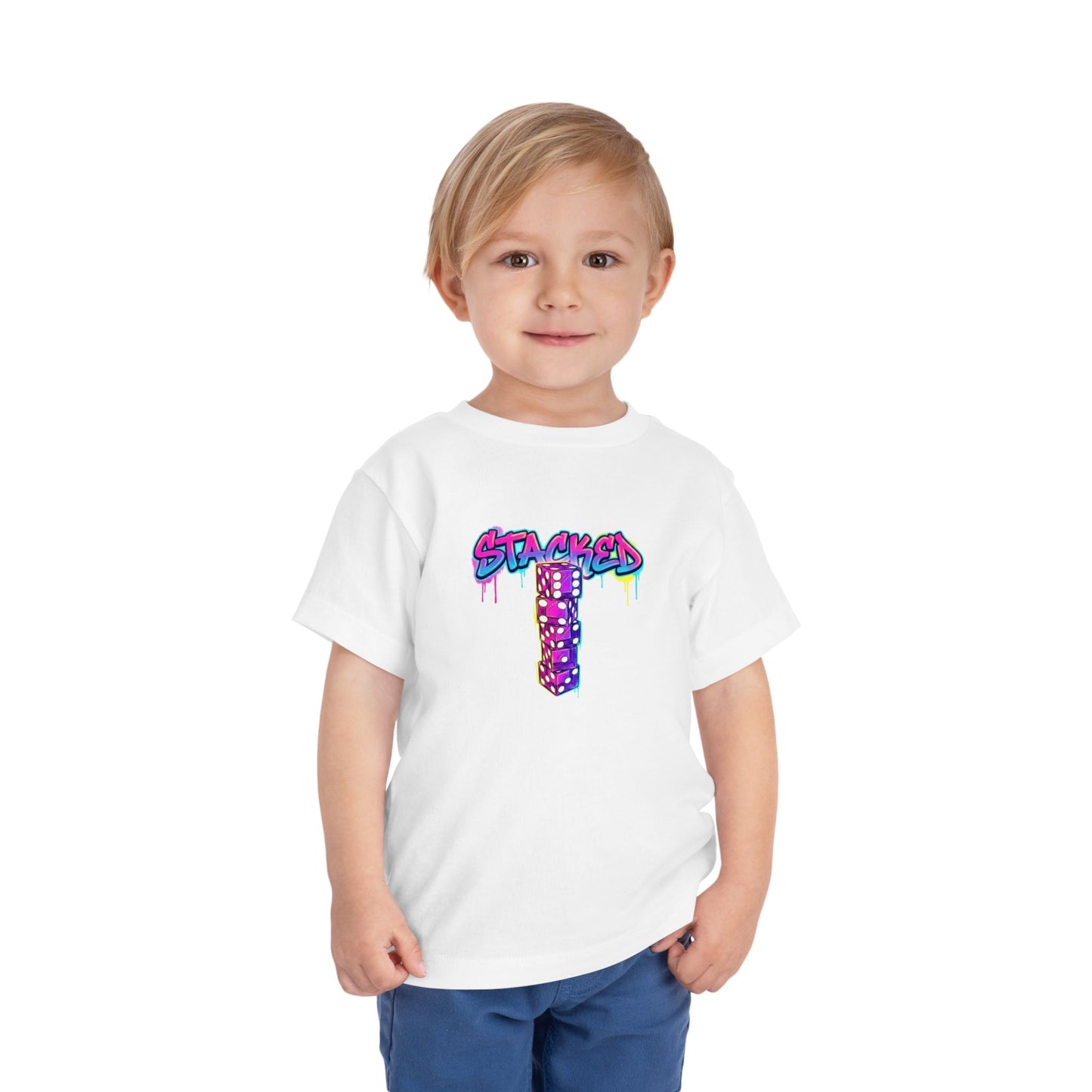 Stacked Dice Trick Shot Bottle Flip Art Toddler Short Sleeve T-Shirt