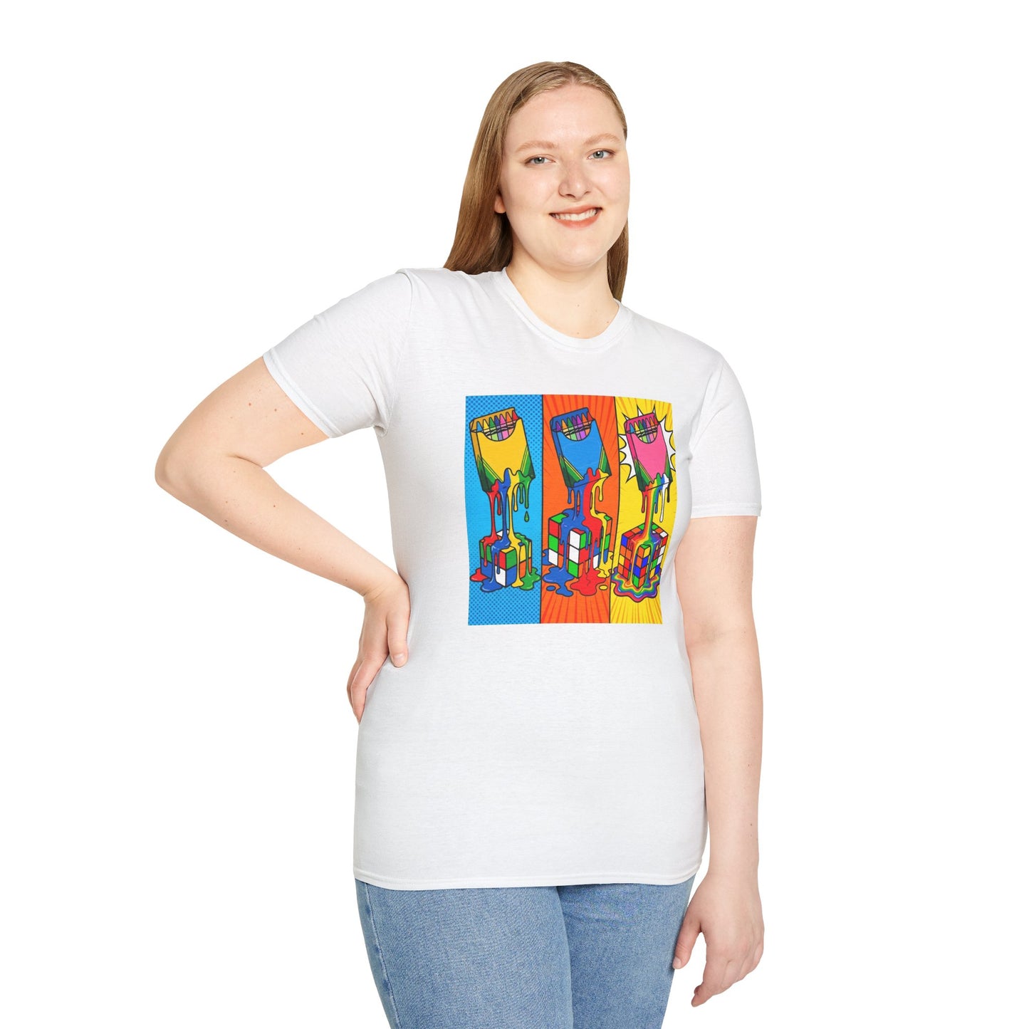 Rubik's Cube Shirt - Color Melt Unisex Graphic Softstyle T-Shirt| Fun Cubing Shirt