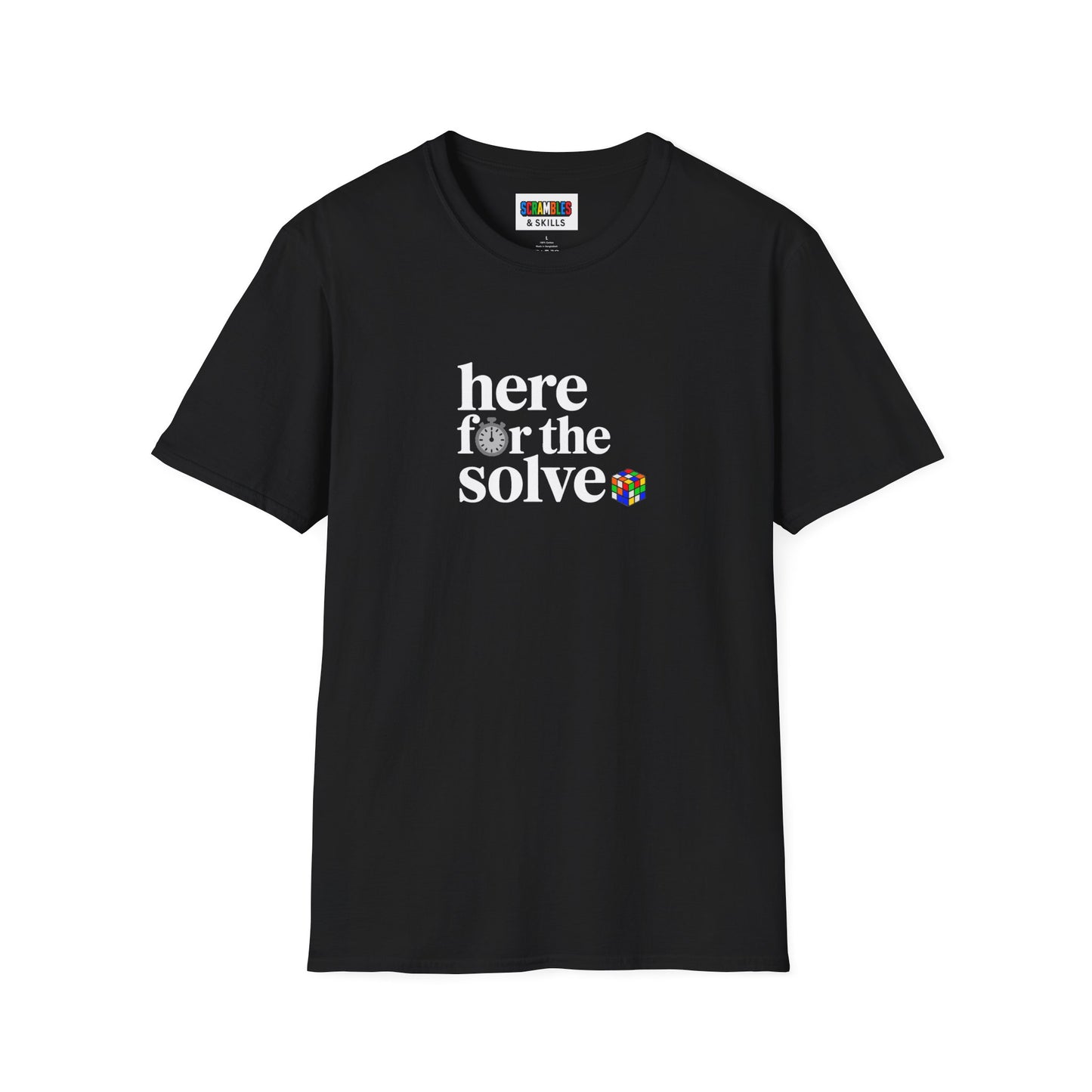 Here For The Solve - Rubik's Cube Art Unisex Graphic Softstyle T-Shirt