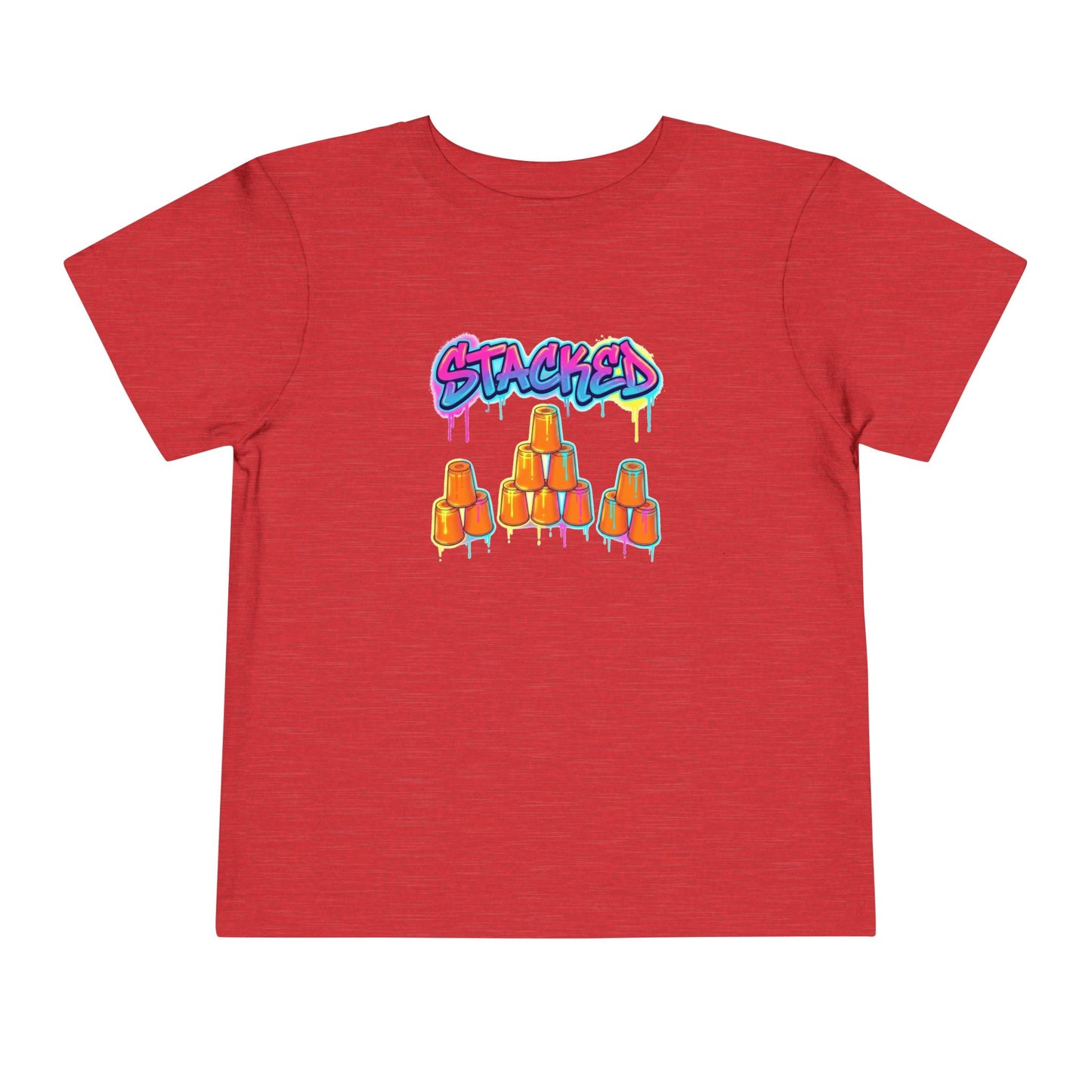 Stacked Cups Trick Shot Bottle Flip Art Toddler Short Sleeve T-Shirt