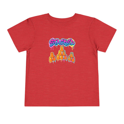 Stacked Cups Trick Shot Bottle Flip Art Toddler Short Sleeve T-Shirt