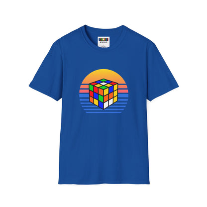 ⚡ Express - Rubik's Cube Shirt Sunset Solve Unisex Graphic Softstyle T-Shirt| Fun Cubing Shirt