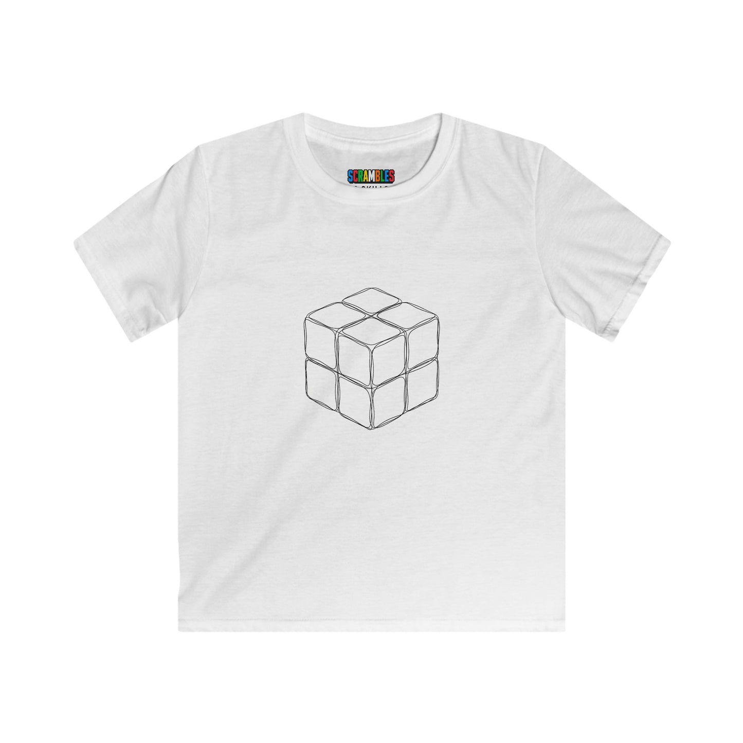 2x2 Doodle  - Rubik's Cube Art Kids Softstyle Tee