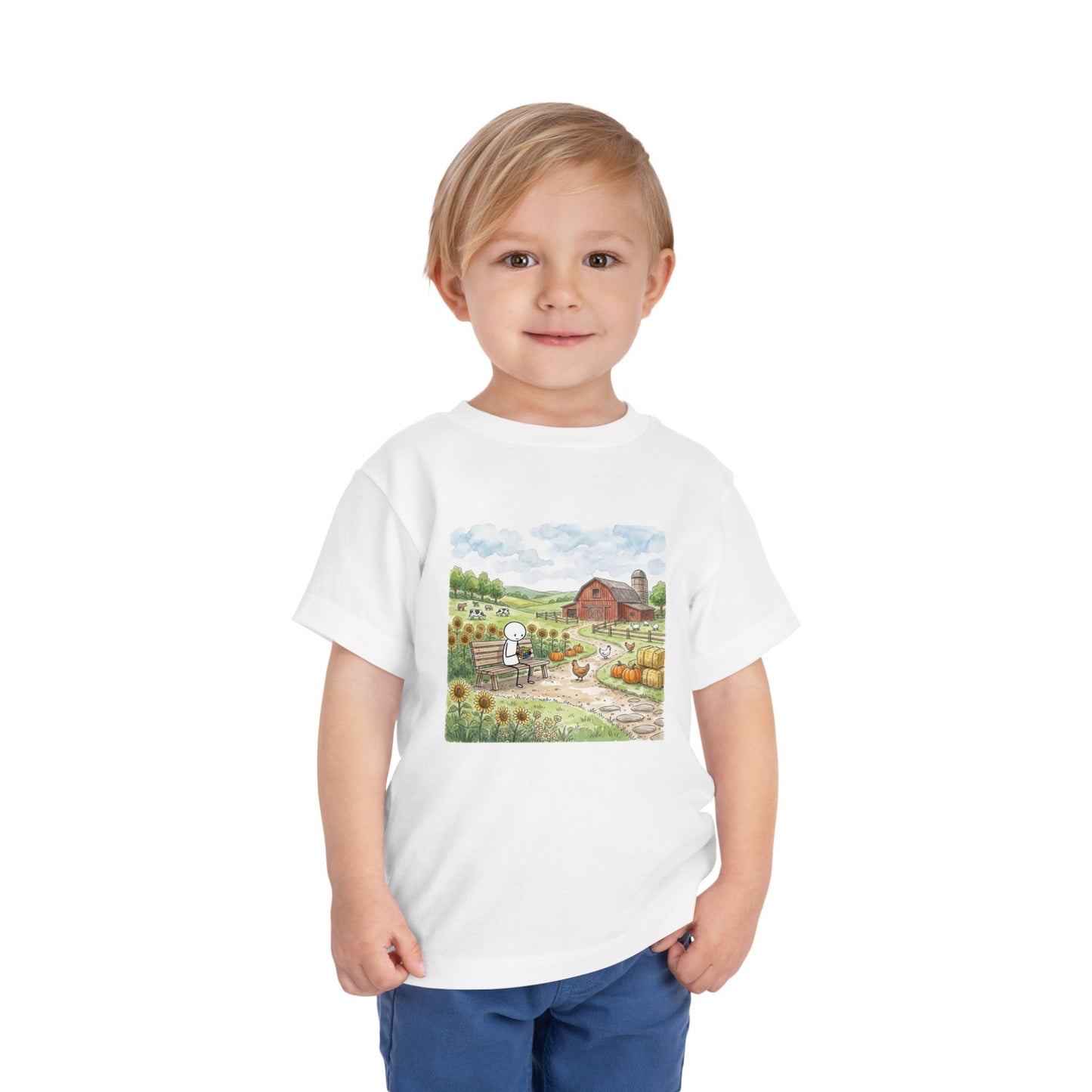 Farm Watercolor - Rubik's Cube Art  Toddler Short Sleeve T-Shirt