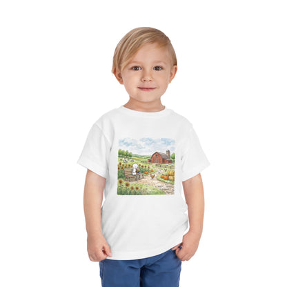 Farm Watercolor - Rubik's Cube Art  Toddler Short Sleeve T-Shirt