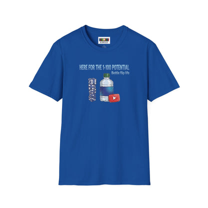 1 - 100 Potential Trick Shot Bottle Flipping Art Unisex Graphic Softstyle T-Shirt