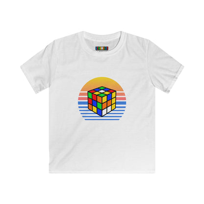 Rubik's Cube Shirt Sunset Solve Kids Softstyle Tee| Fun Cubing Shirt