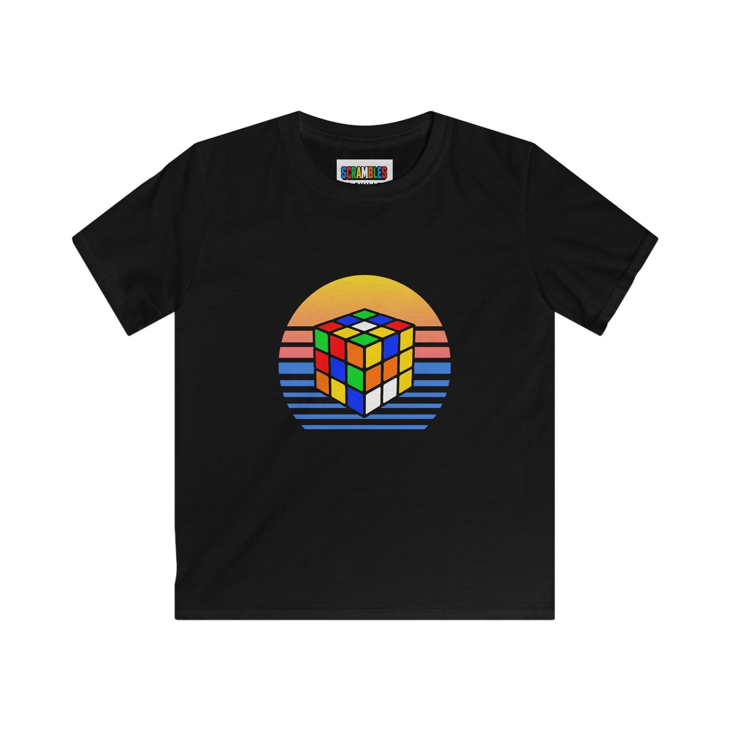 Rubik's Cube Shirt Sunset Solve Kids Softstyle Tee| Fun Cubing Shirt