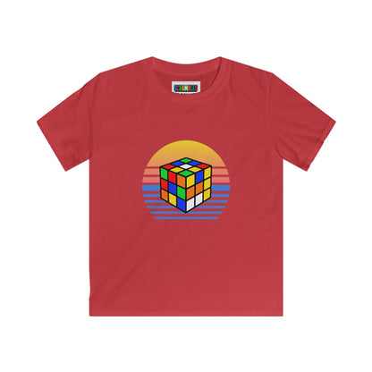 Rubik's Cube Shirt Sunset Solve Kids Softstyle Tee| Fun Cubing Shirt