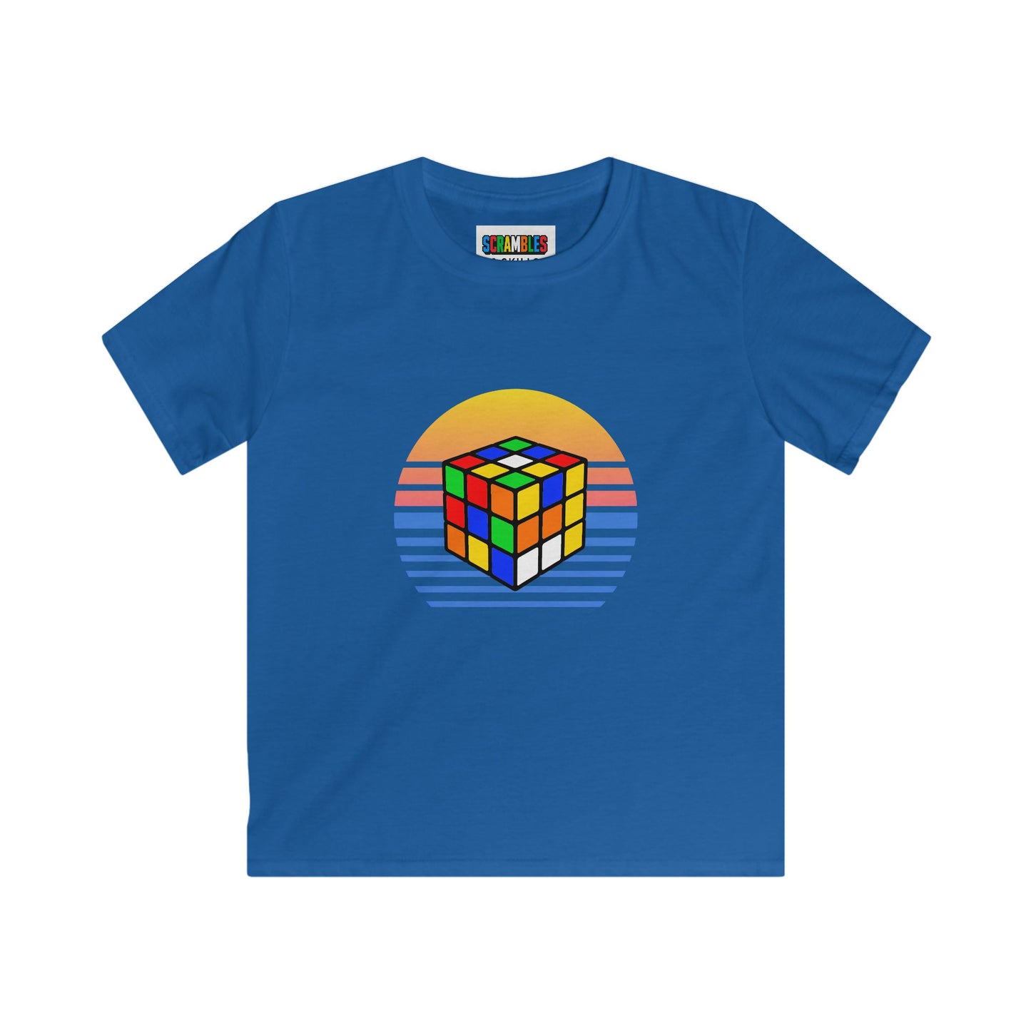 Rubik's Cube Shirt Sunset Solve Kids Softstyle Tee| Fun Cubing Shirt