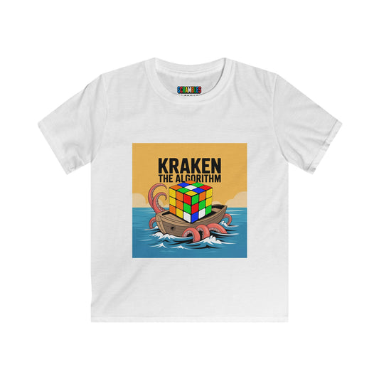 Kraken The Algorithim - Rubiks Cube Kids Softstyle Tee