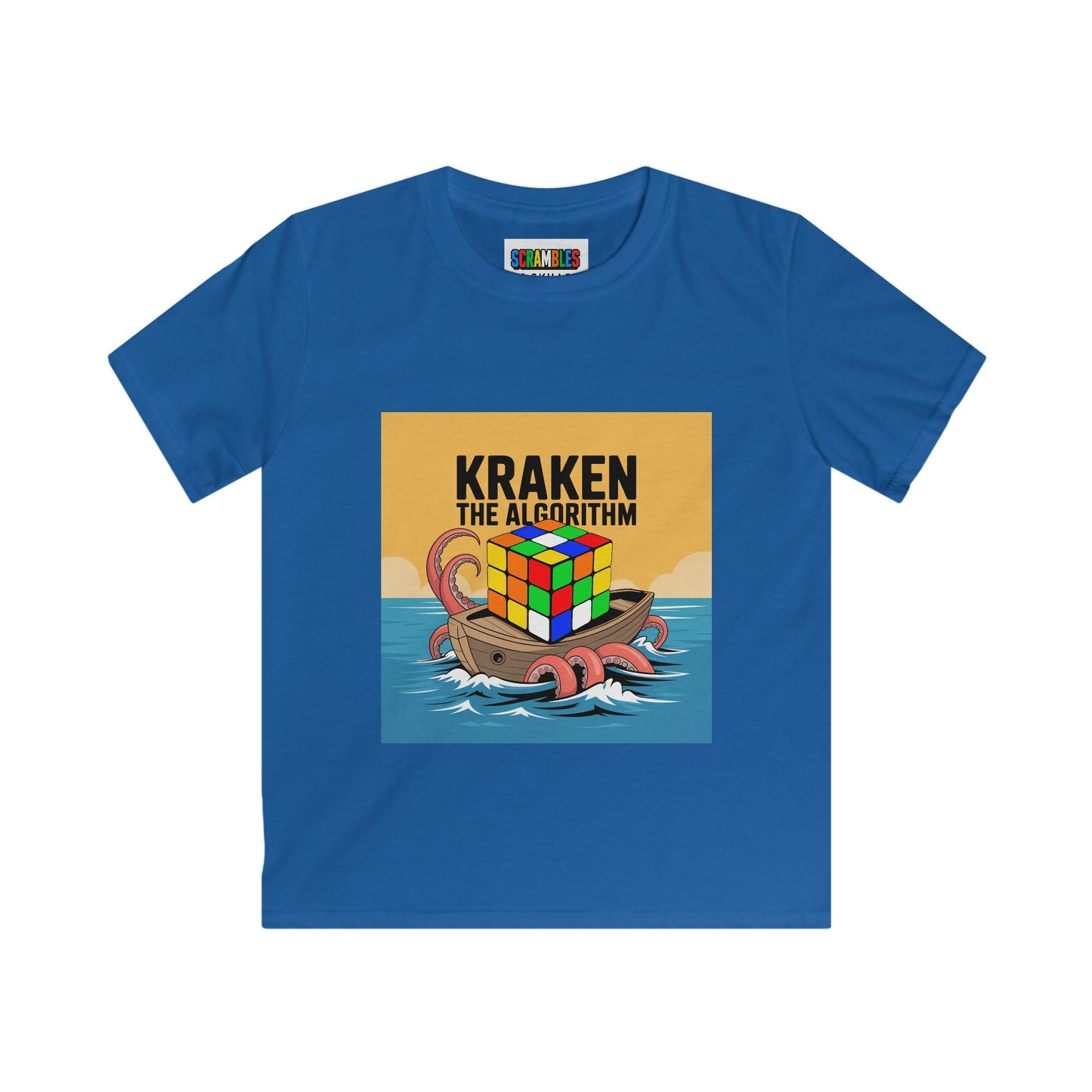 Kraken The Algorithim - Rubiks Cube Kids Softstyle Tee