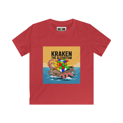 Kraken The Algorithim - Rubiks Cube Kids Softstyle Tee