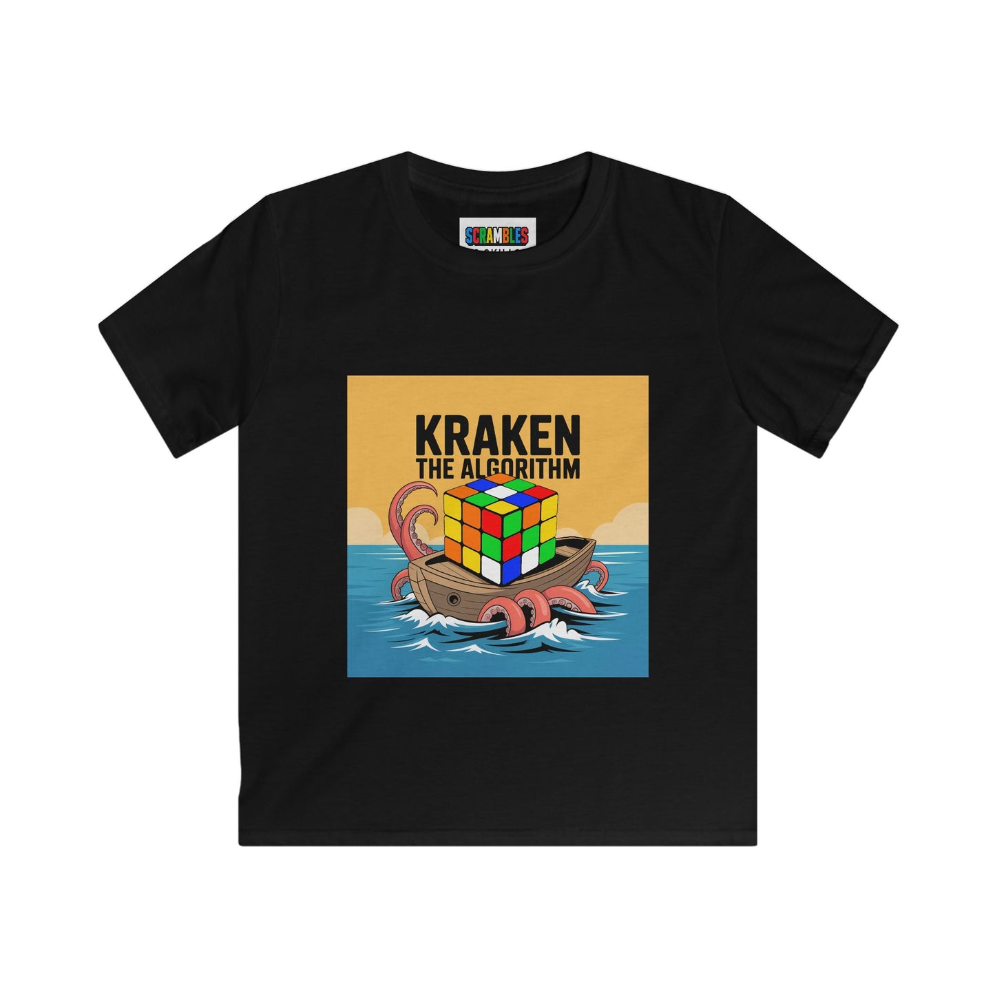 Kraken The Algorithim - Rubiks Cube Kids Softstyle Tee