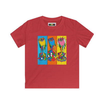 Rubik's Cube Shirt - Color Melt Kids Softstyle Tee