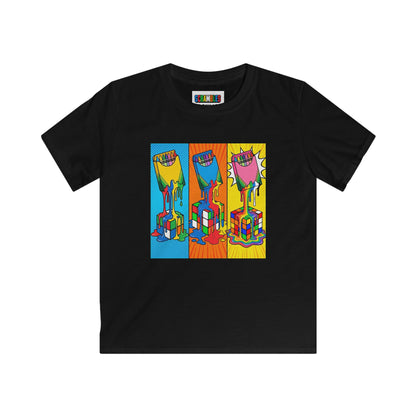 Rubik's Cube Shirt - Color Melt Kids Softstyle Tee