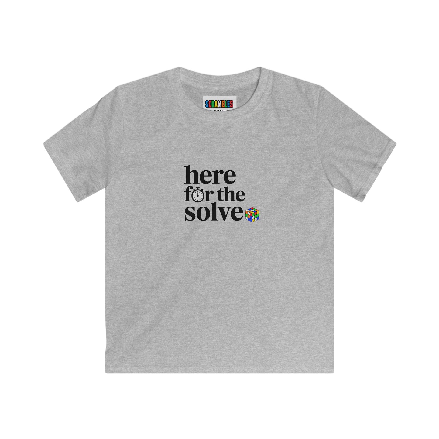 Here For The Solve - Rubik's Cube Art  Kids Softstyle Tee