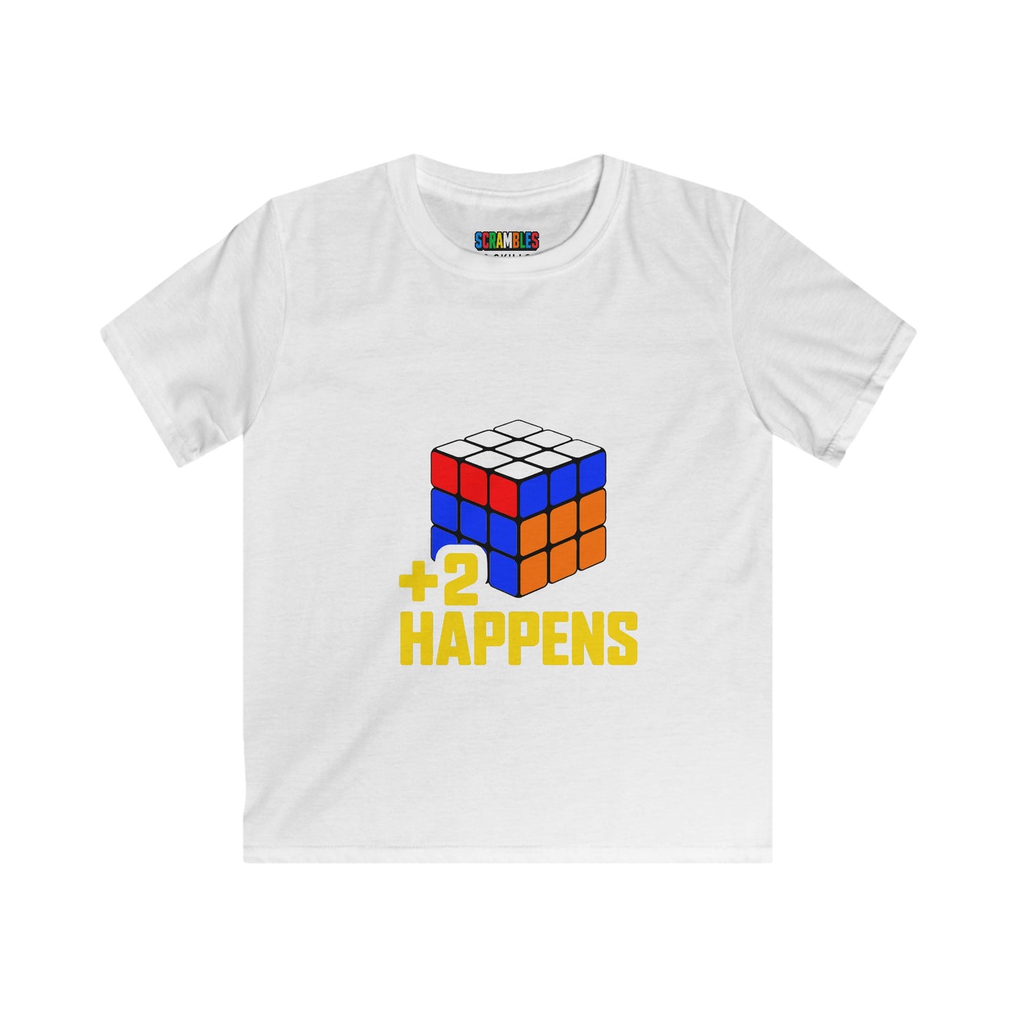 +2 Happens  - Rubik's Cube Art Kids Softstyle Tee