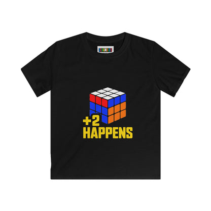 +2 Happens  - Rubik's Cube Art Kids Softstyle Tee
