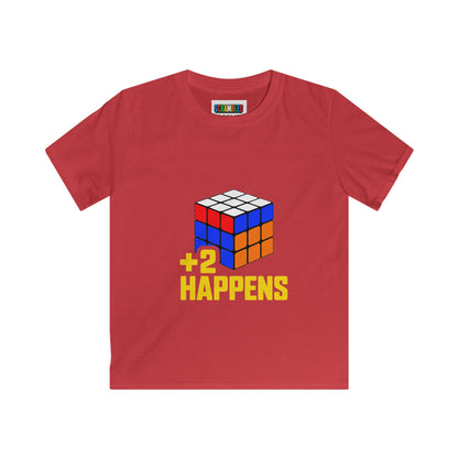 +2 Happens  - Rubik's Cube Art Kids Softstyle Tee