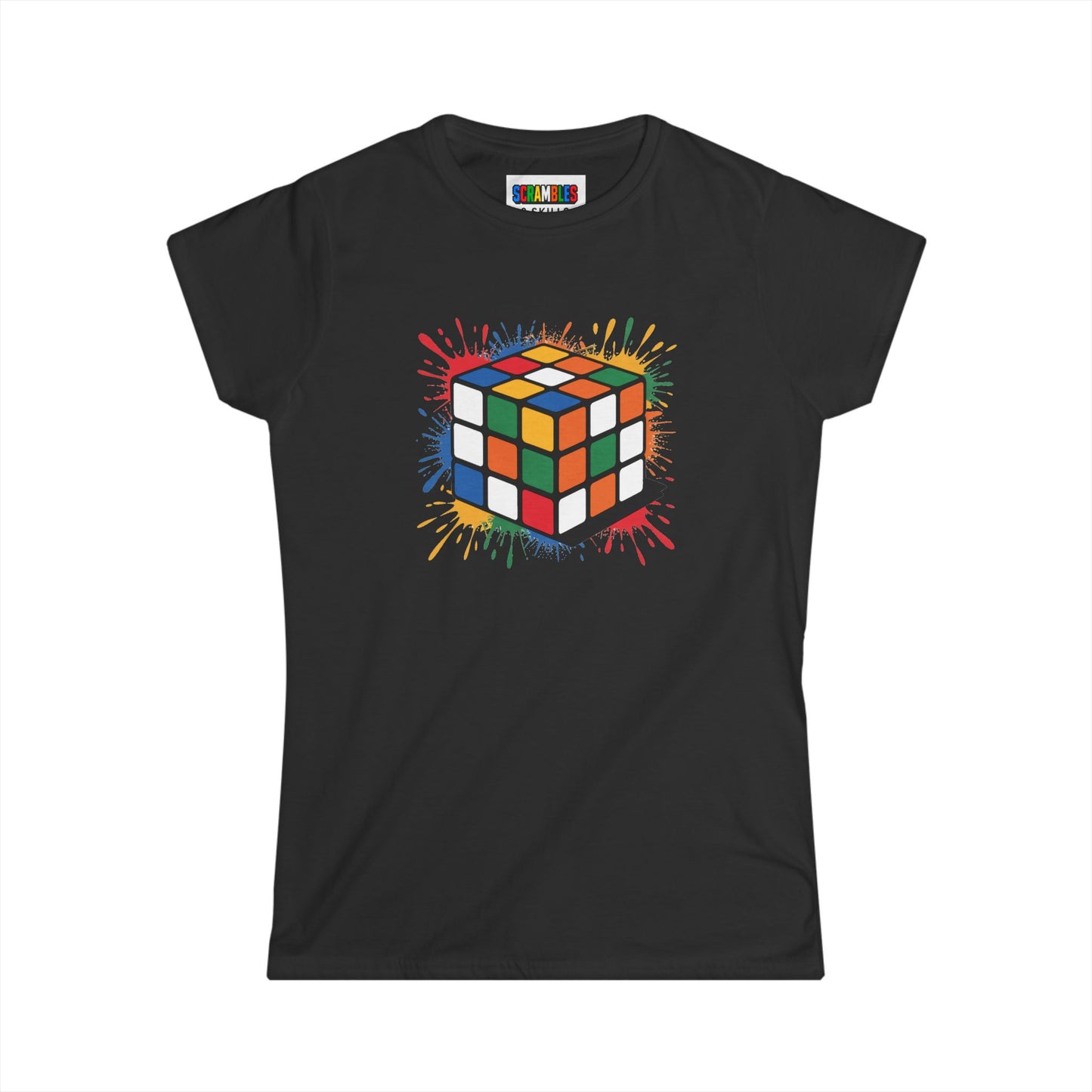 Scramble Splash  - Rubik's Cube Art Women's Softstyle T-Shirt