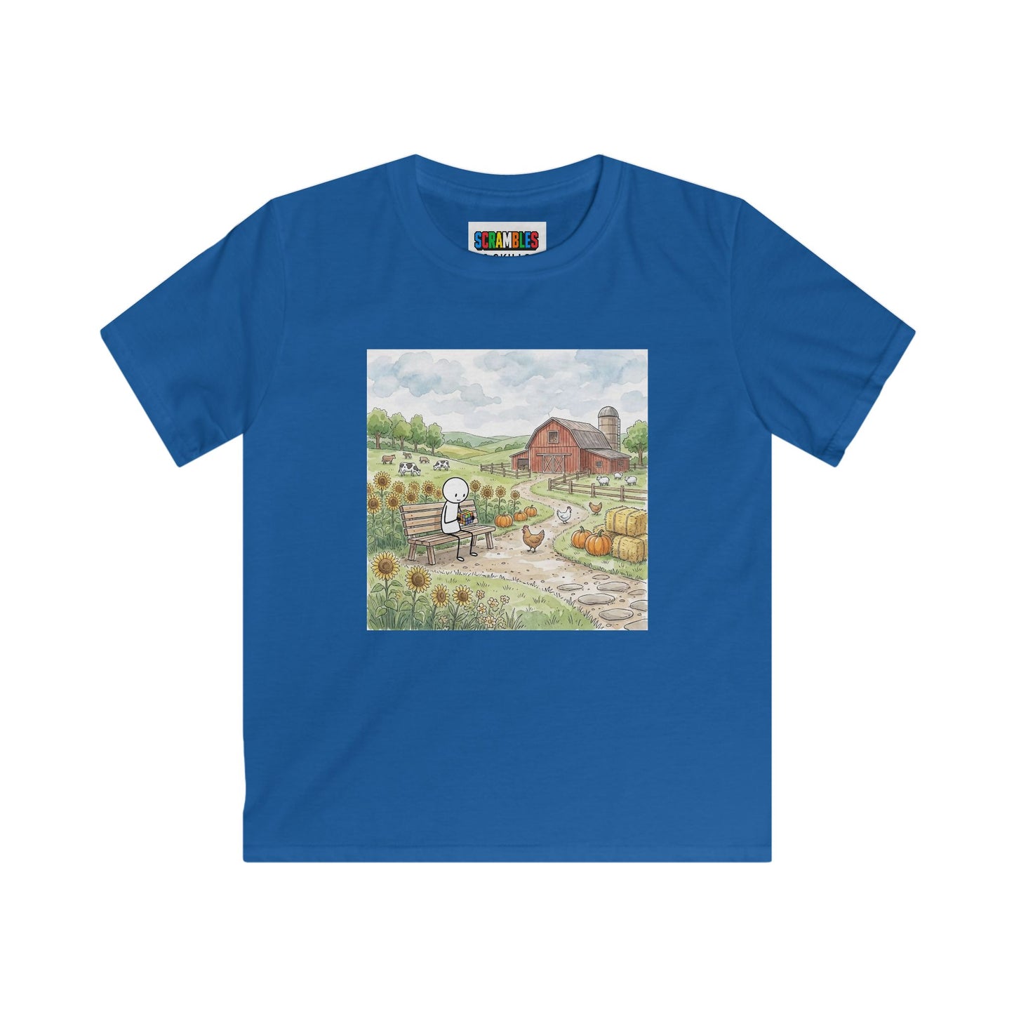 Farm Watercolor - Rubik's Cube Art  Kids Softstyle Tee
