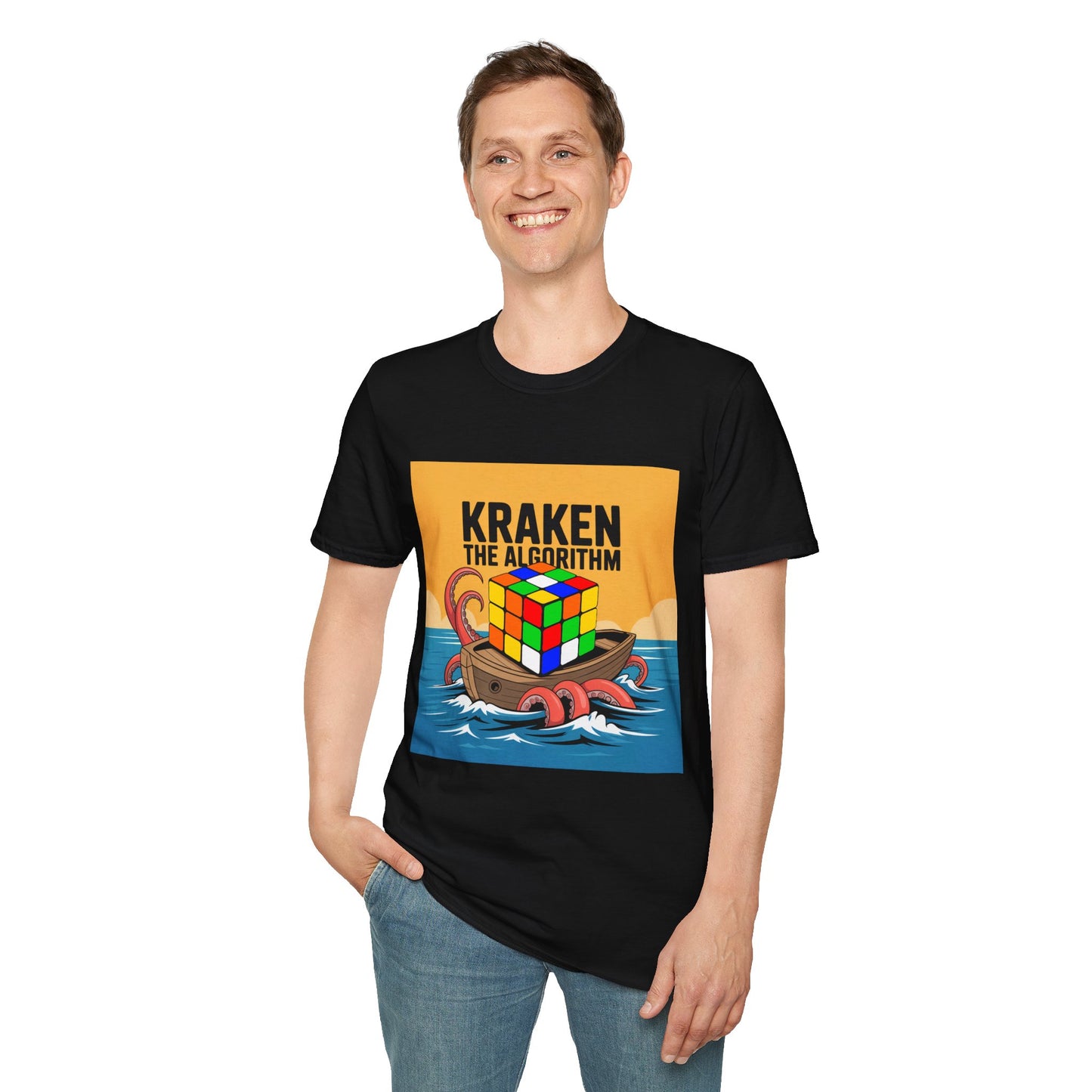 Kraken The Algorithim - Rubiks Cube Unisex Graphic Softstyle T-Shirt