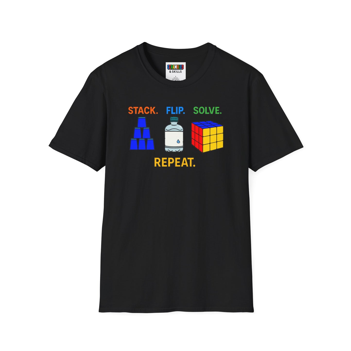 ⚡ Express - Flip Stack Solve Repeat Unisex Graphic Softstyle T-Shirt