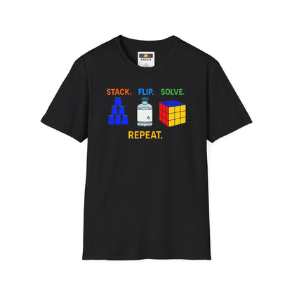 ⚡ Express - Flip Stack Solve Repeat Unisex Graphic Softstyle T-Shirt